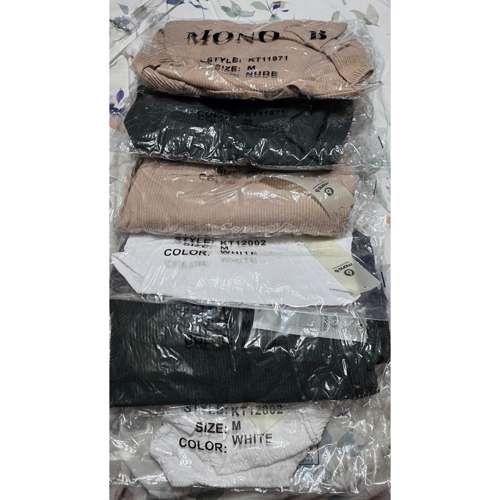 Mono B Women Medium 6pc Lot Bodysuits Tanks Nude White Green Reseller Bundle